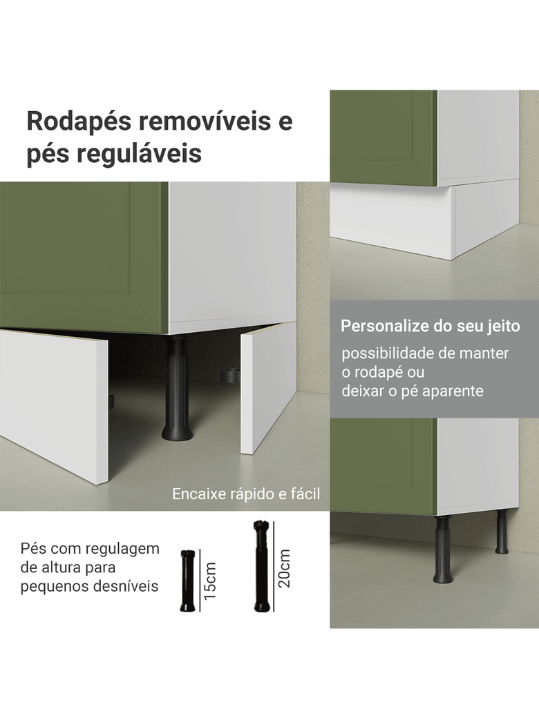 Torre Quente 70 cm 3 Portas Branco/Verde Vik Madesa