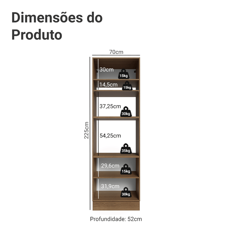 Torre Quente 70 cm 3 Portas Rustic/Branco Vik Madesa