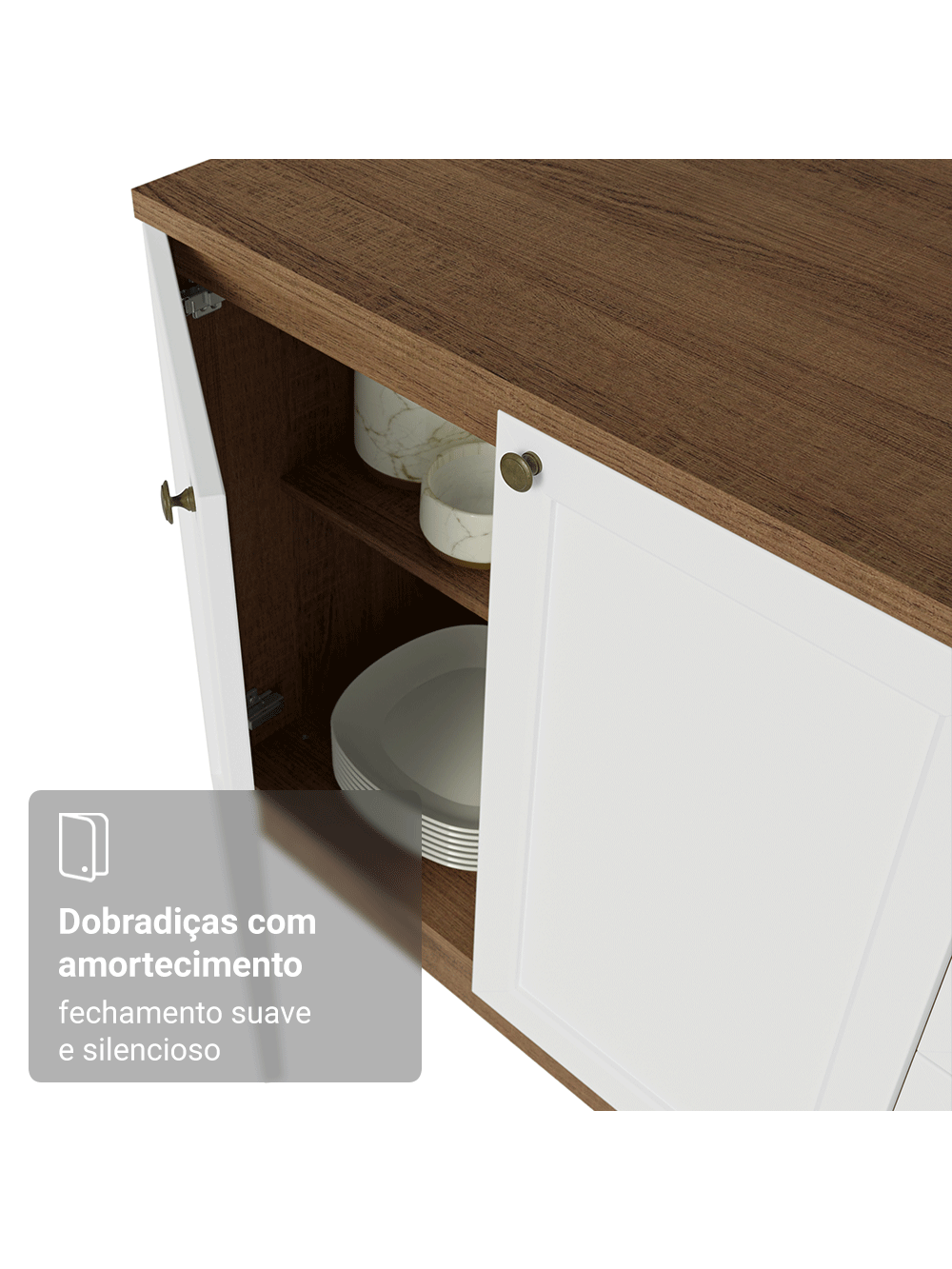 Torre Quente 70 cm 3 Portas Rustic/Branco Vik Madesa