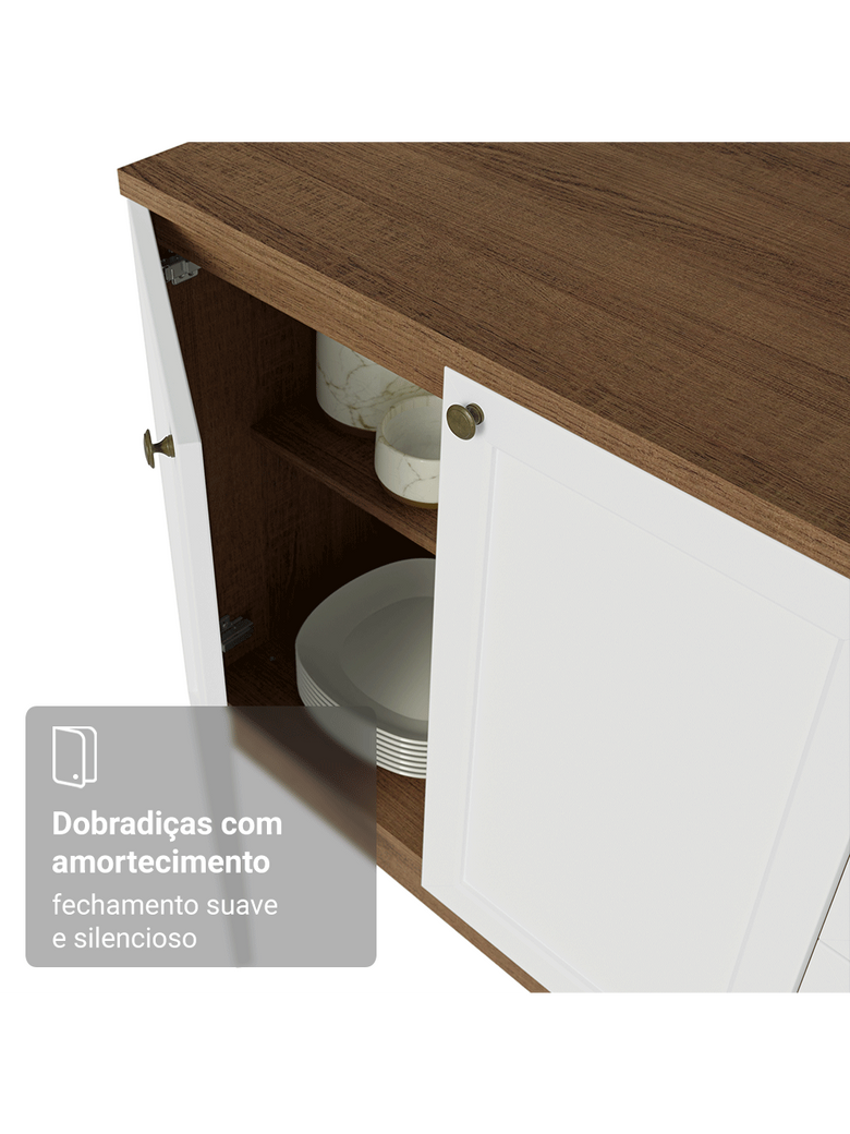 Torre Quente 70 cm 3 Portas Rustic/Branco Vik Madesa