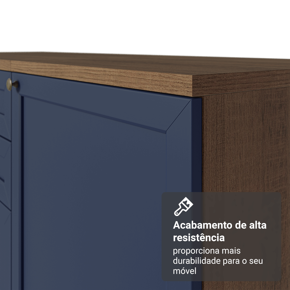 Torre Quente 70 cm 3 Portas Rustic/Azul Vik Madesa