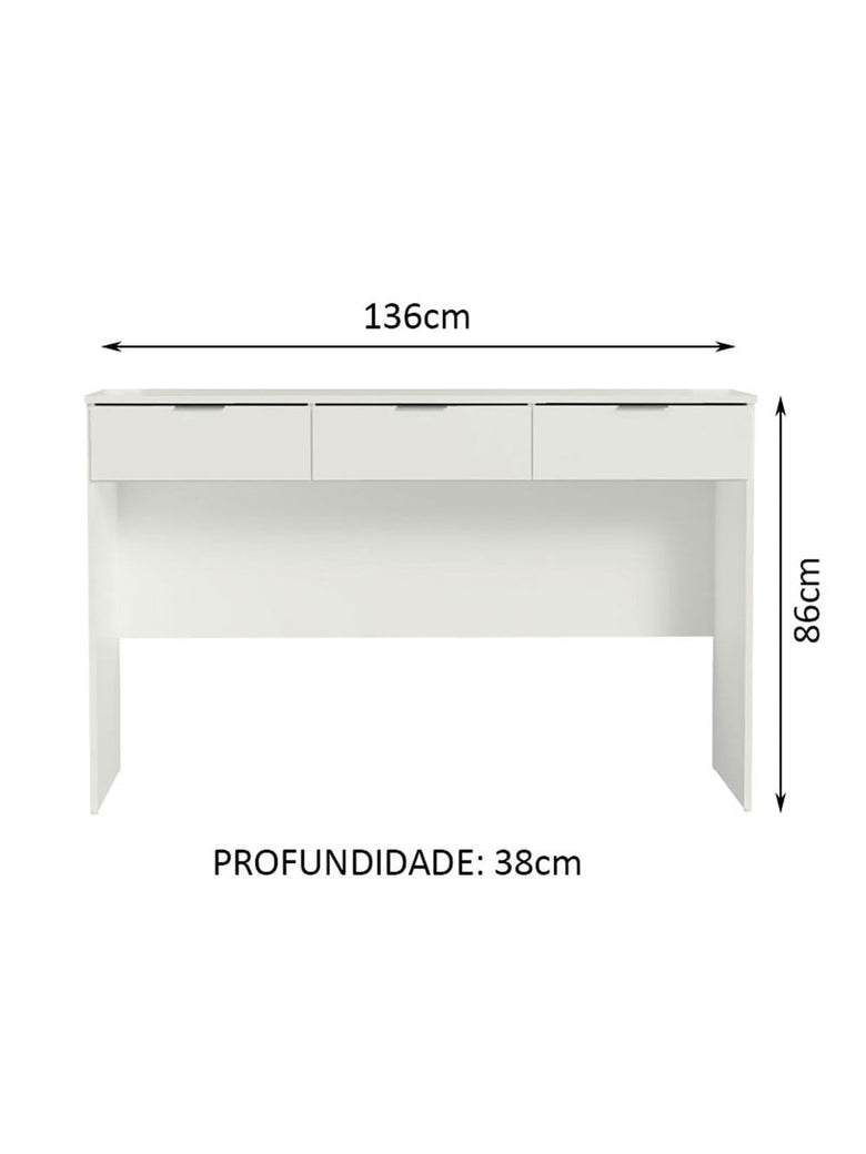 Penteadeira Madesa Camarim Carly com 3 Gavetas (Sem Painel) Branco