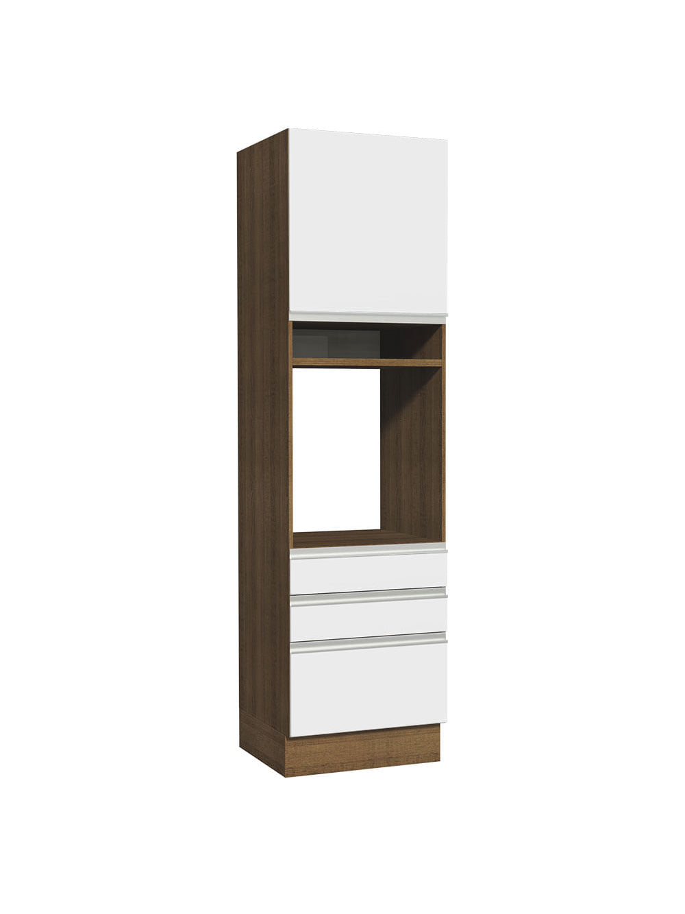 Torre Quente Madesa Glamy 60 cm 1 Porta 3 Gavetas Rustic/Branco - Rustic/Branco