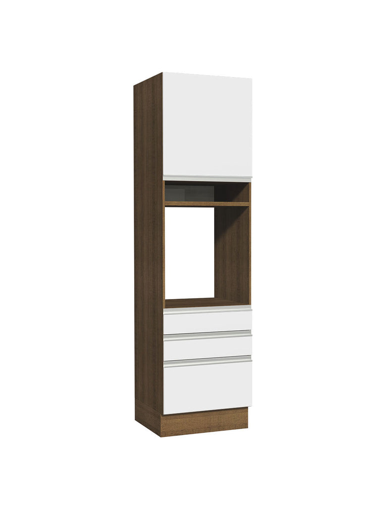 Torre Quente Madesa Glamy 60 cm 1 Porta 3 Gavetas Rustic/Branco