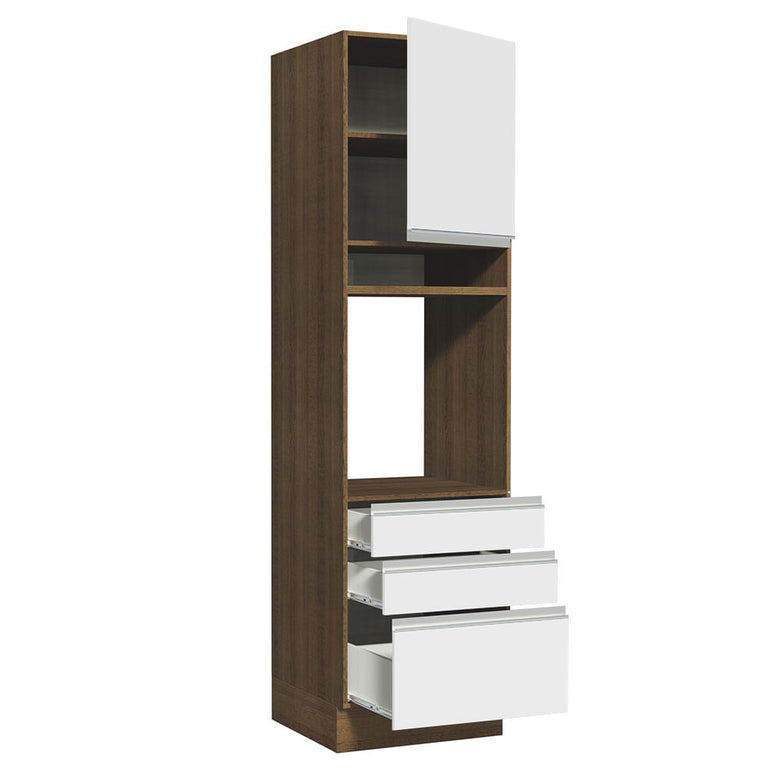 Torre Quente Madesa Glamy 60 cm 1 Porta 3 Gavetas Rustic/Branco