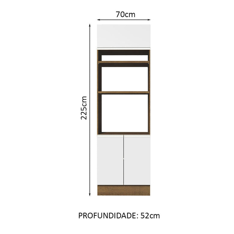 Torre Quente Madesa Glamy 70 cm 3 Portas Rustic/Branco
