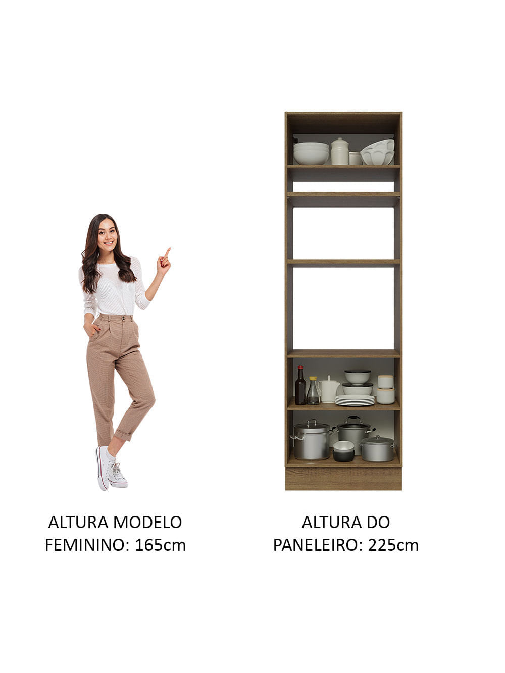 Torre Quente Madesa Glamy 70 cm 3 Portas Rustic/Branco