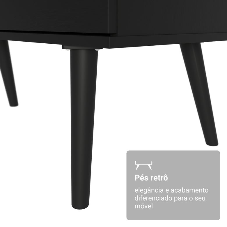 Mesa de Escritório em L 3 Gavetas Preto Lisboa Madesa