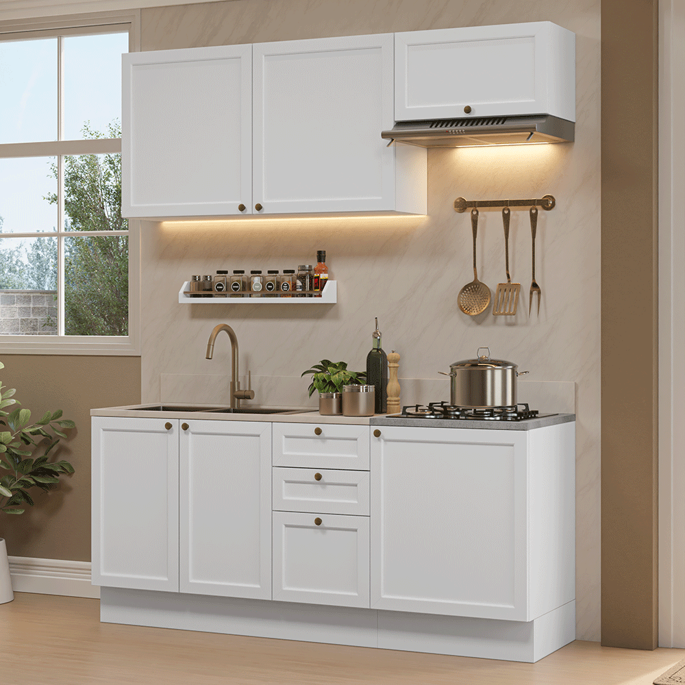 Armário de Cozinha Compacta 180 cm Branco Vik Madesa 01 - Branco
