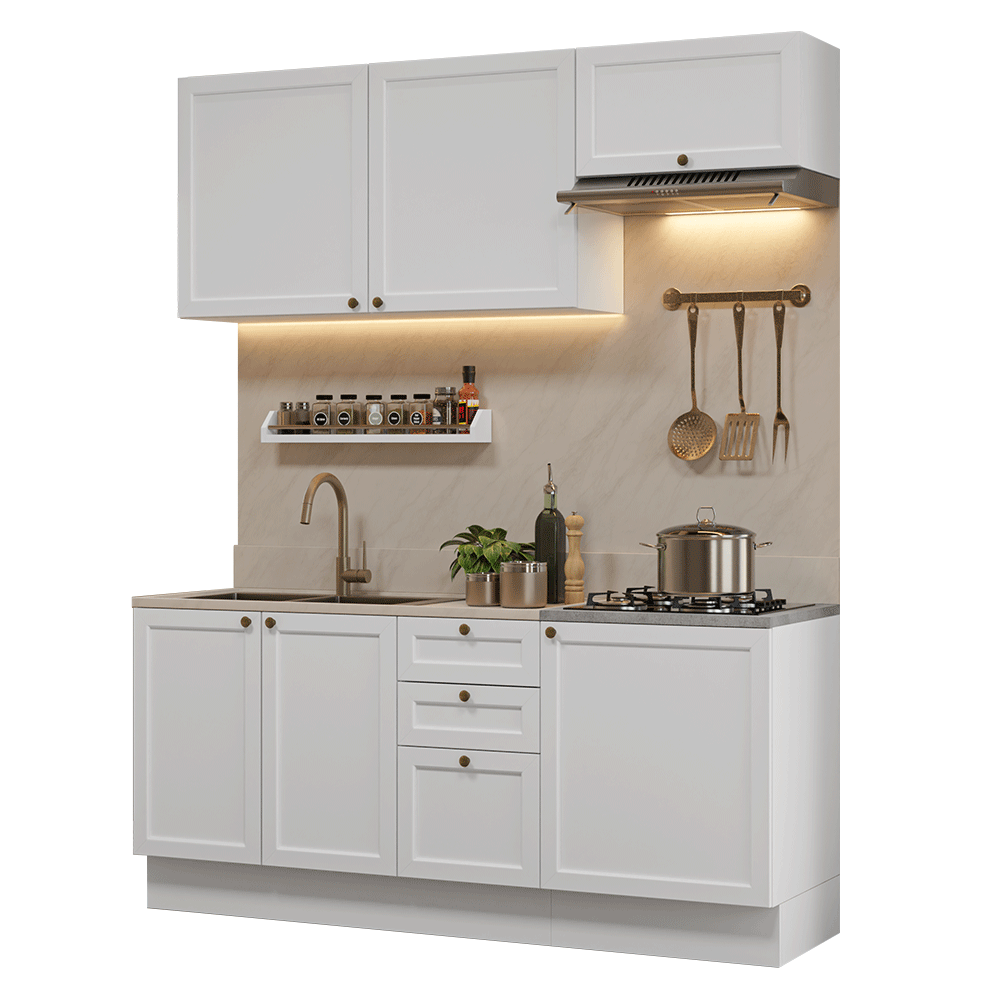 Armário de Cozinha Compacta 180 cm Branco Vik Madesa 01 - Branco