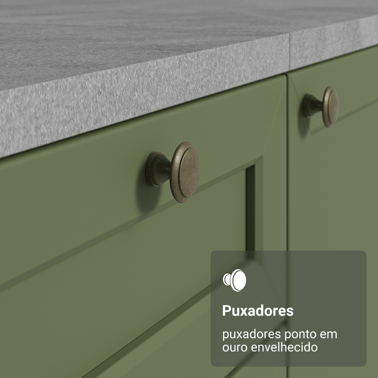 Armário de Cozinha Compacta 180 cm Branco/Verde Vik Madesa 01