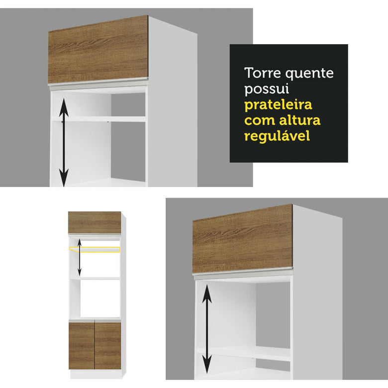 Torre Quente Madesa Glamy 70 cm 3 Portas Branco/Rustic