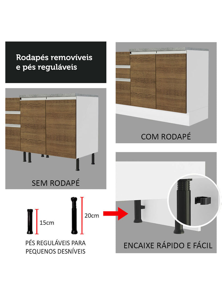 Torre Quente Madesa Glamy 70 cm 3 Portas Branco/Rustic