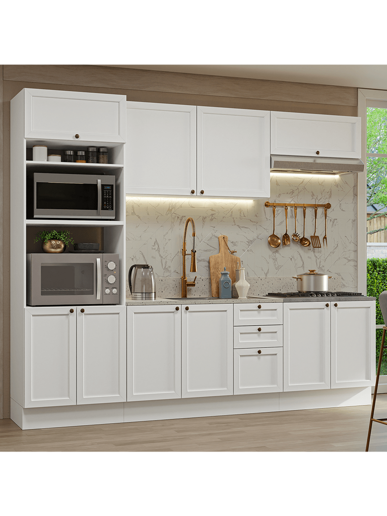 Armário de Cozinha Completa 270 cm Branco Vik Madesa 01
