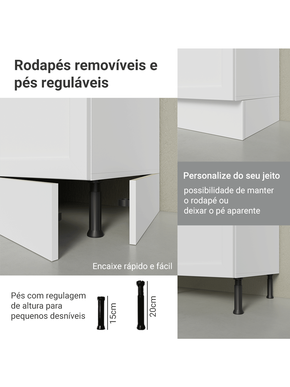 Armário de Cozinha Completa 270 cm Branco Vik Madesa 01