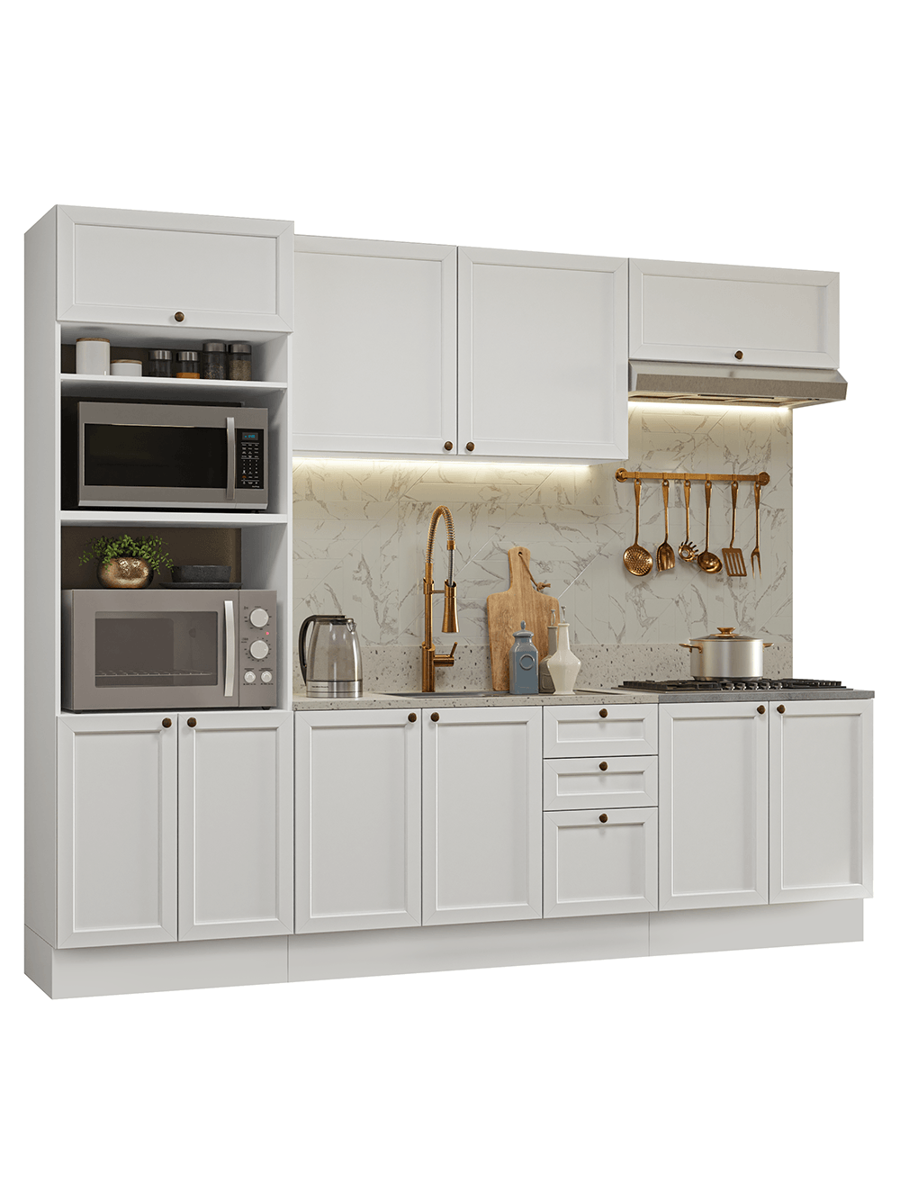 Armário de Cozinha Completa 270 cm Branco Vik Madesa 01 - Branco