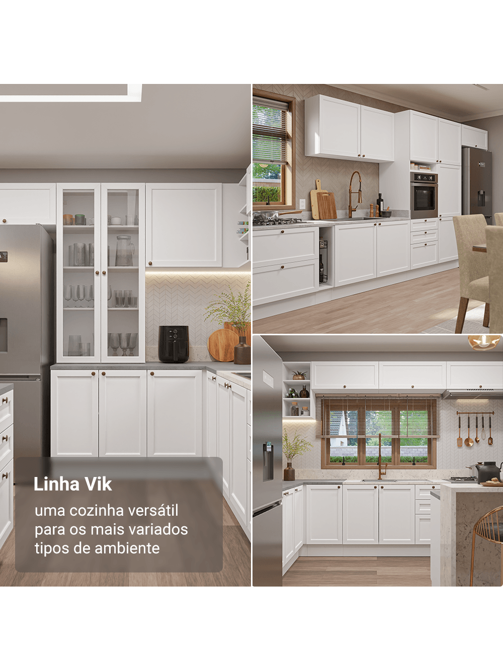 Armário de Cozinha Completa 270 cm Branco Vik Madesa 01