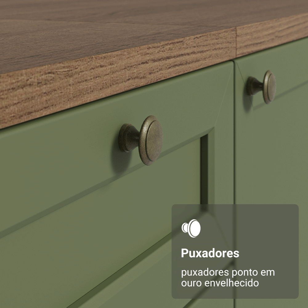 Armário de Cozinha Completa 270 cm Rustic/Verde Vik Madesa 01