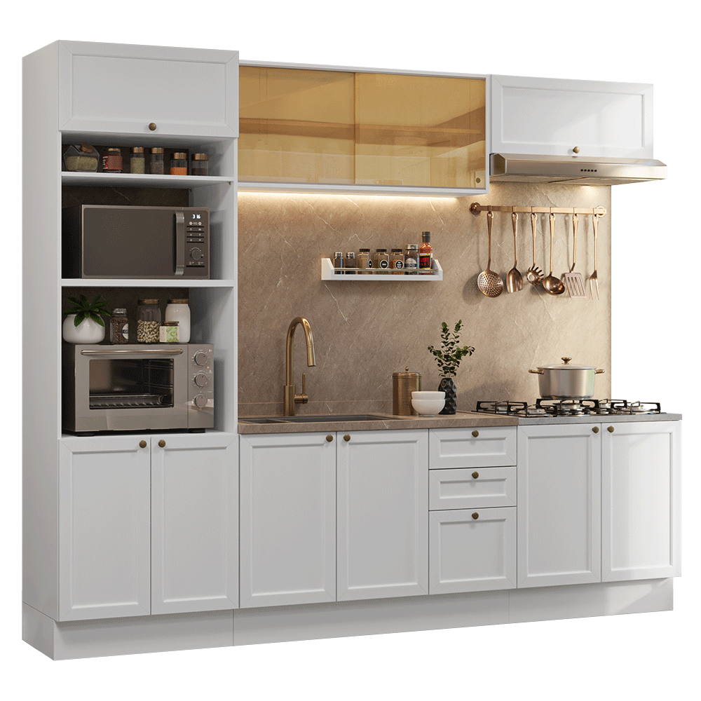 Armário de Cozinha Completa 270 cm Branco Vik Madesa 02 - Branco