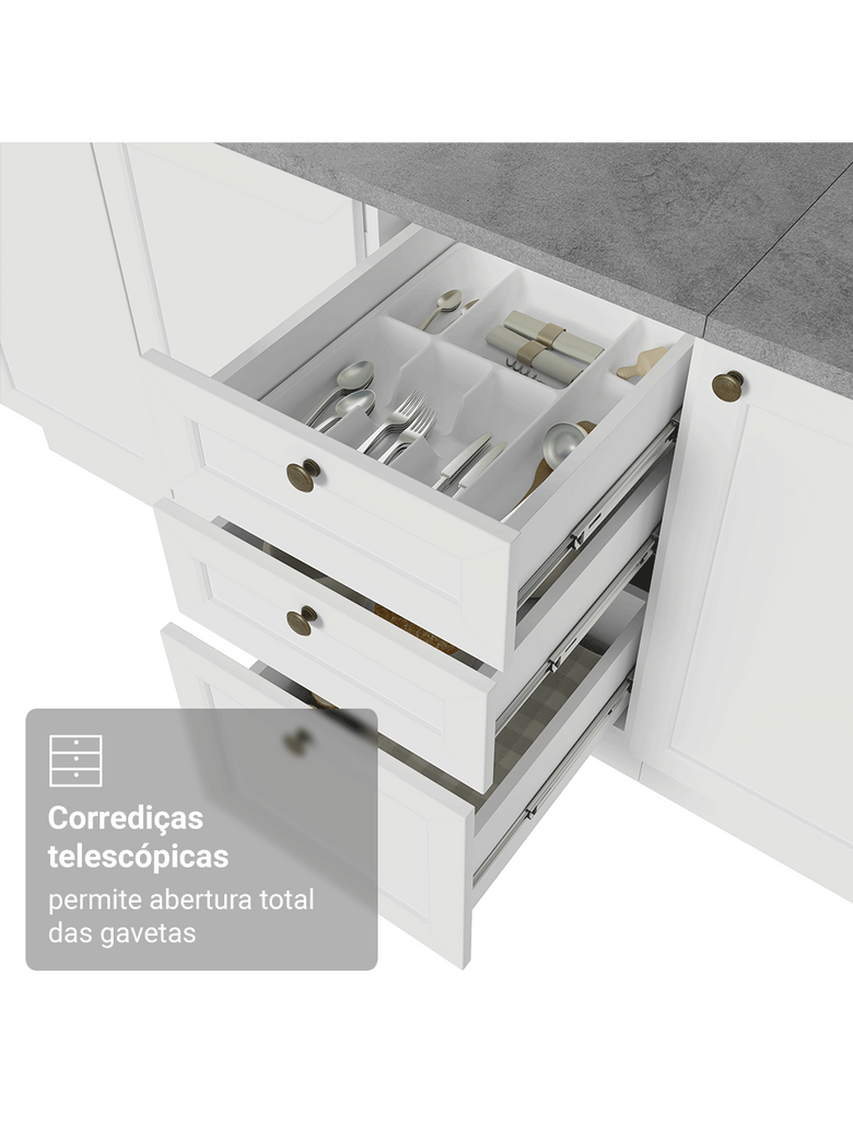 Armário de Cozinha Completa 270 cm Branco Vik Madesa 02