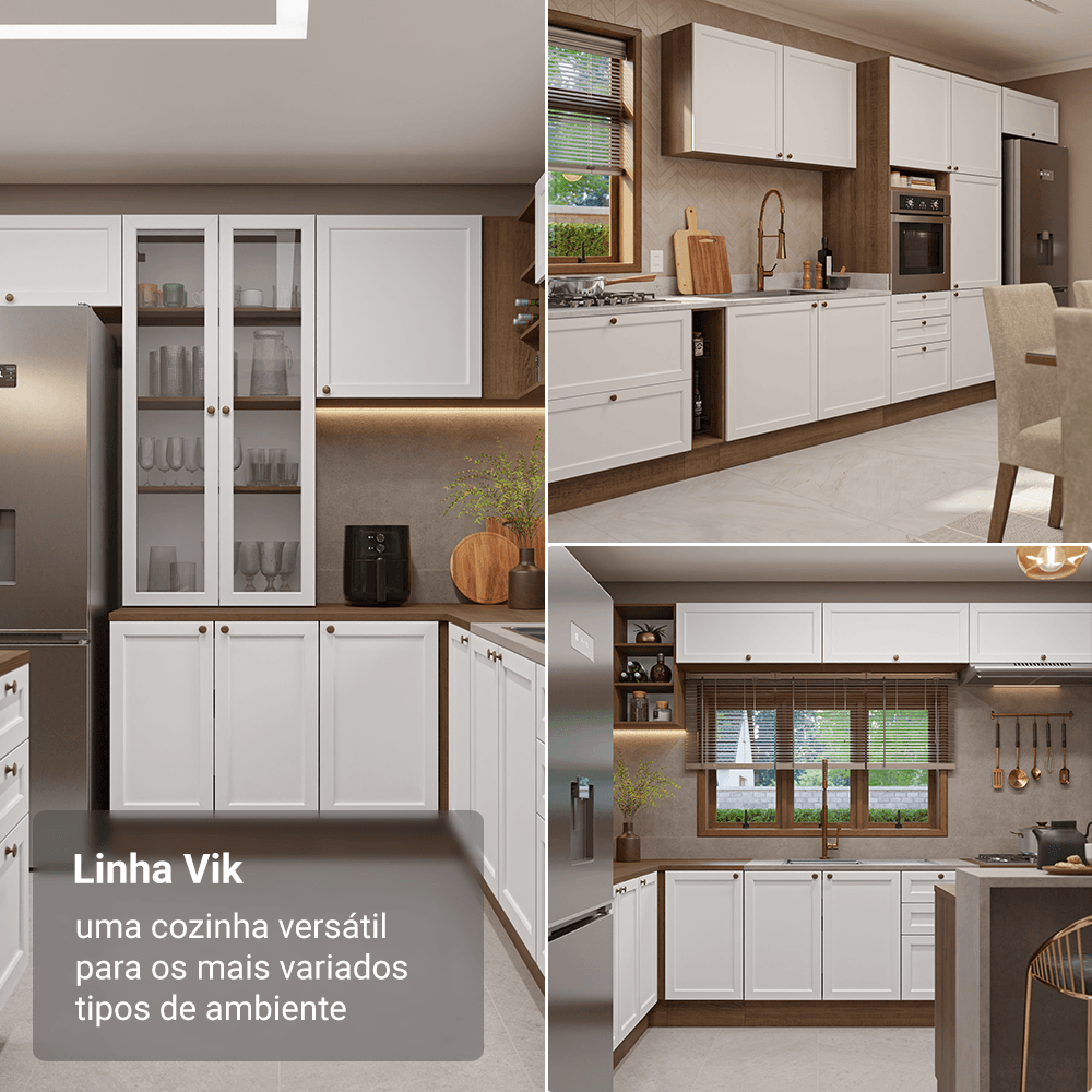 Armário de Cozinha Completa 270 cm Rustic/Branco Vik Madesa 02
