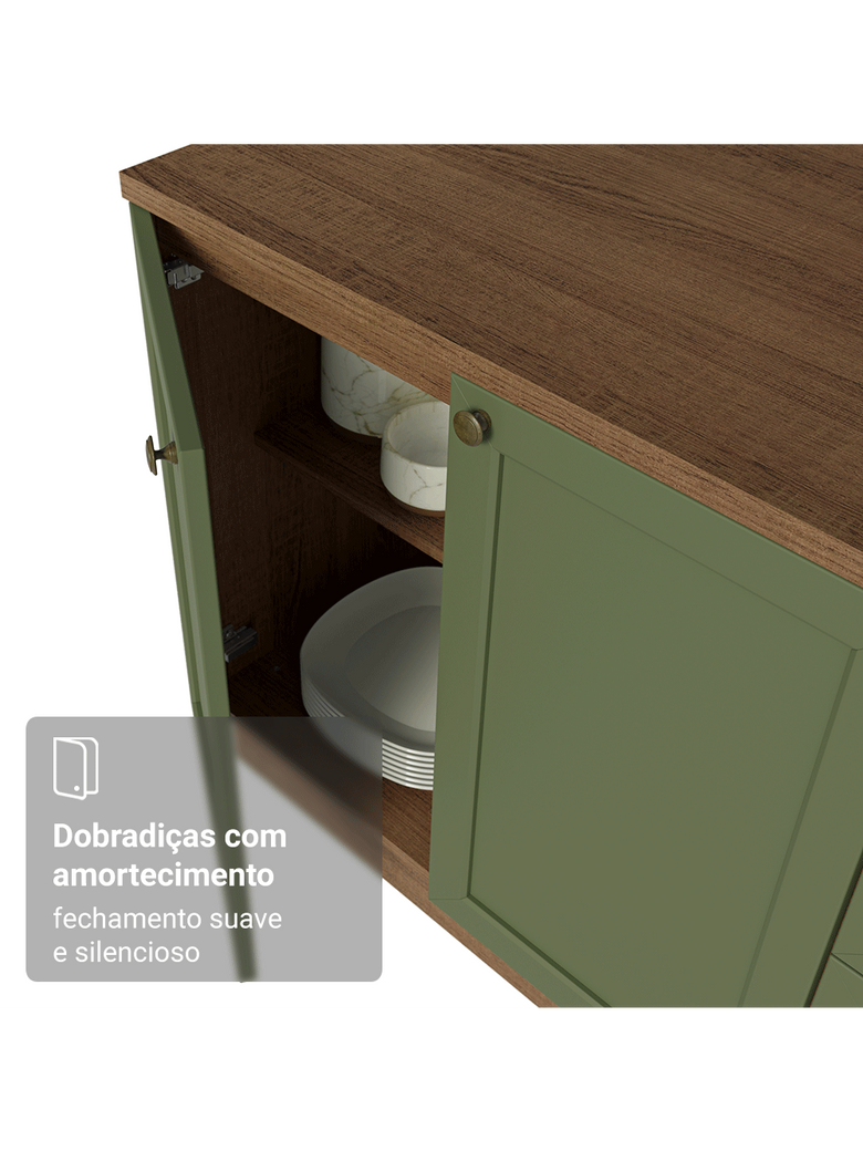 Armário de Cozinha Completa 270 cm Rustic/Verde Vik Madesa 02