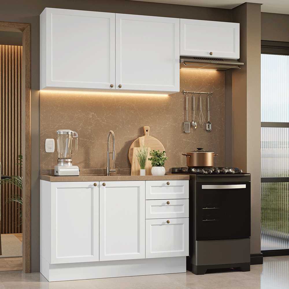 Armário de Cozinha Compacta 180 cm Branco Vik Madesa 02 - Branco