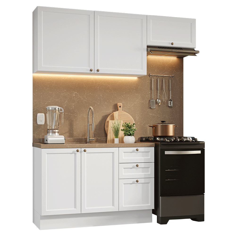 Armário de Cozinha Compacta 180 cm Branco Vik Madesa 02 - Branco