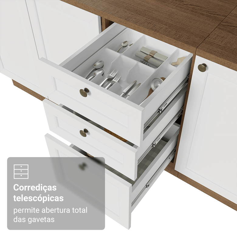 Armário de Cozinha Compacta 180 cm Rustic/Branco Vik Madesa 02