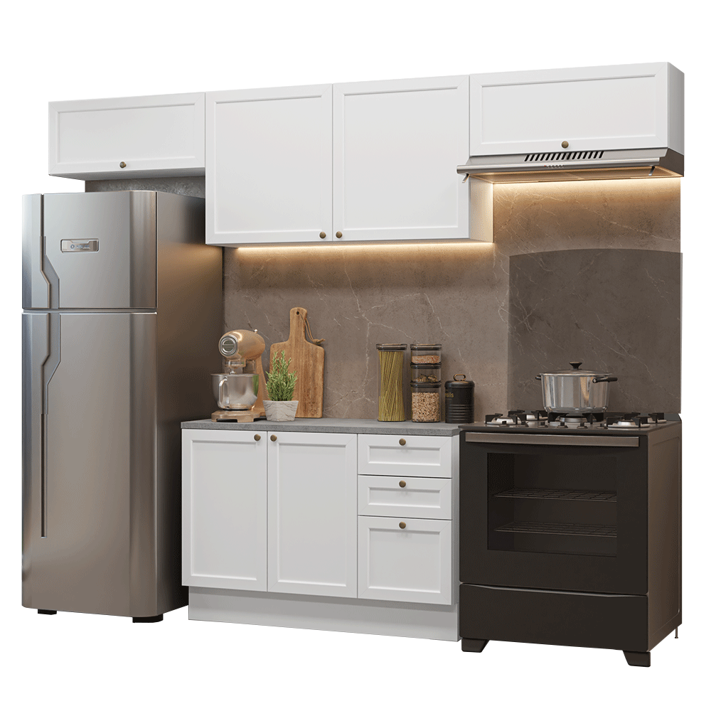 Armário de Cozinha Completa 280 cm Branco Vik Madesa 01 - Branco