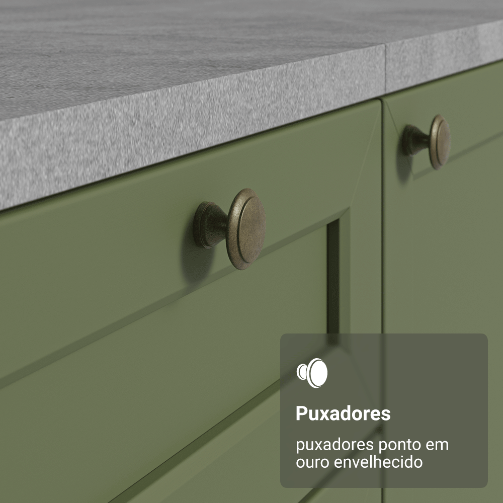 Armário de Cozinha Completa 280 cm Branco/Verde Vik Madesa 01