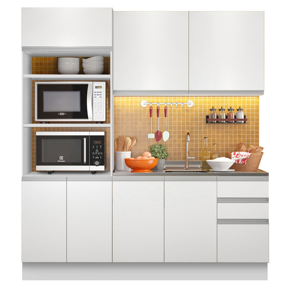 Armário de Cozinha Compacta 190cm Branco Laura Madesa 02 - Branco