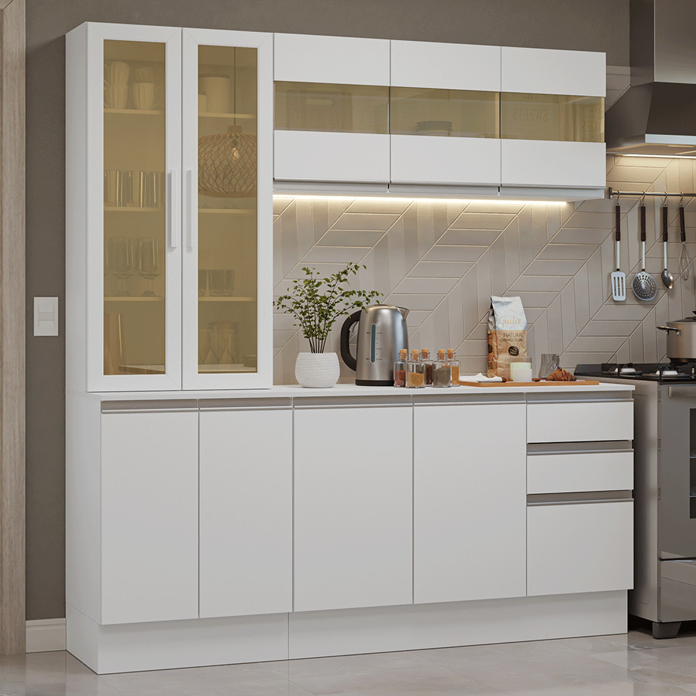 Armário de Cozinha Compacta 100% MDF 180 cm Branco Smart Madesa 03 - Branco