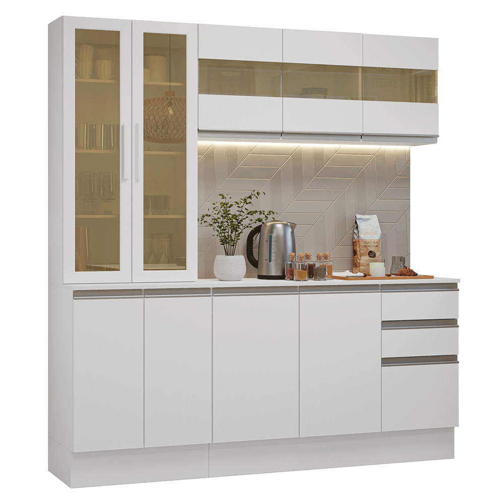 Armário de Cozinha Compacta 100% MDF 180 cm Branco Smart Madesa 03 - Branco