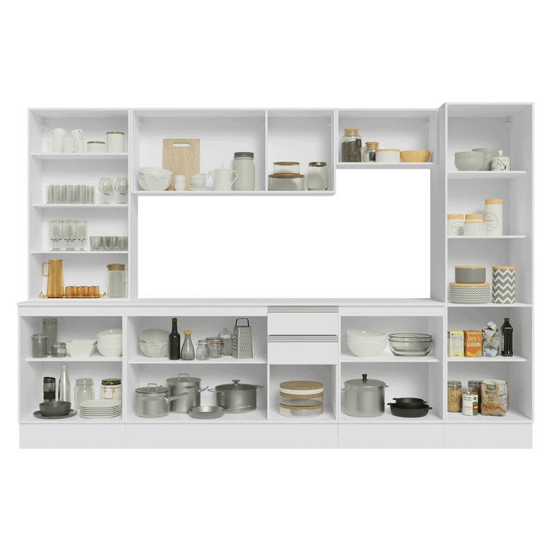 Armário de Cozinha Completa 100% MDF 290 cm Branco Smart Madesa 01