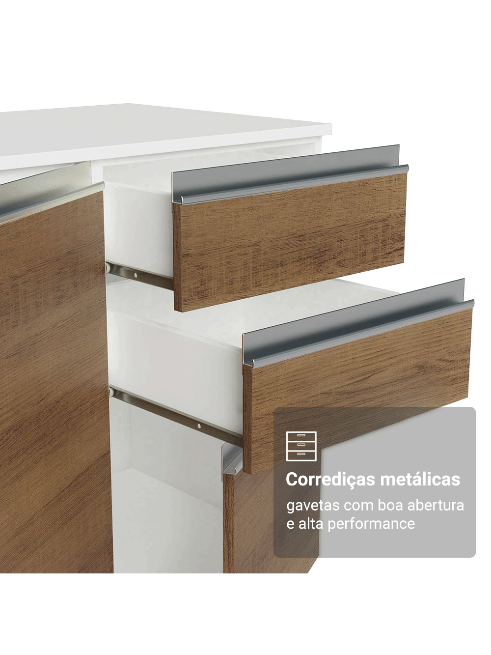 Armário de Cozinha Completa 100% MDF 290 cm Branco/Rustic/Crema Smart Madesa 01