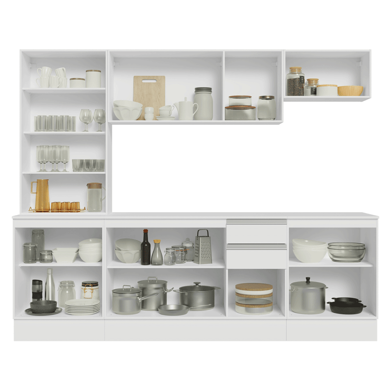 Armário de Cozinha Completa 100% MDF 240 cm Branco Smart Madesa 01