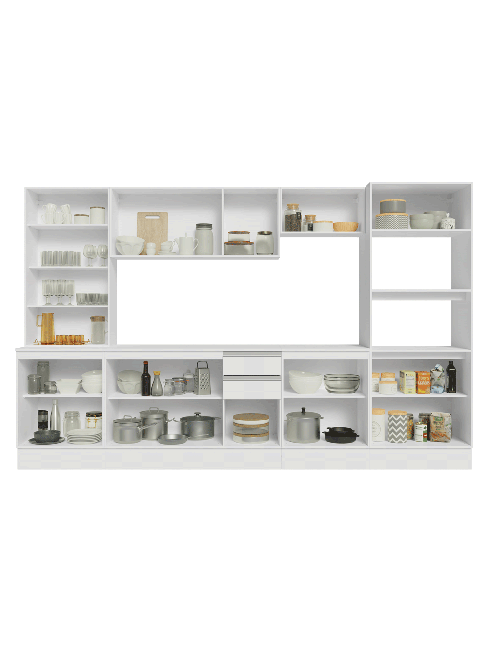 Armário de Cozinha Completa 100% MDF 310 cm Branco Smart Madesa 03