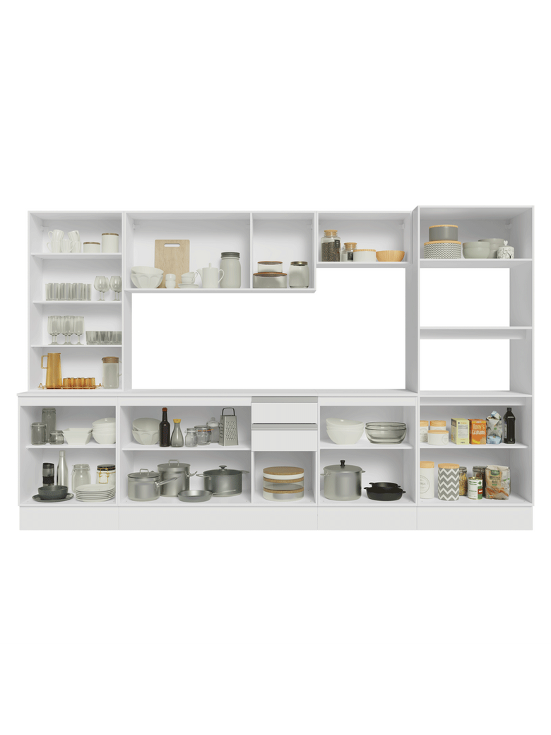 Armário de Cozinha Completa 100% MDF 310 cm Branco Smart Madesa 03