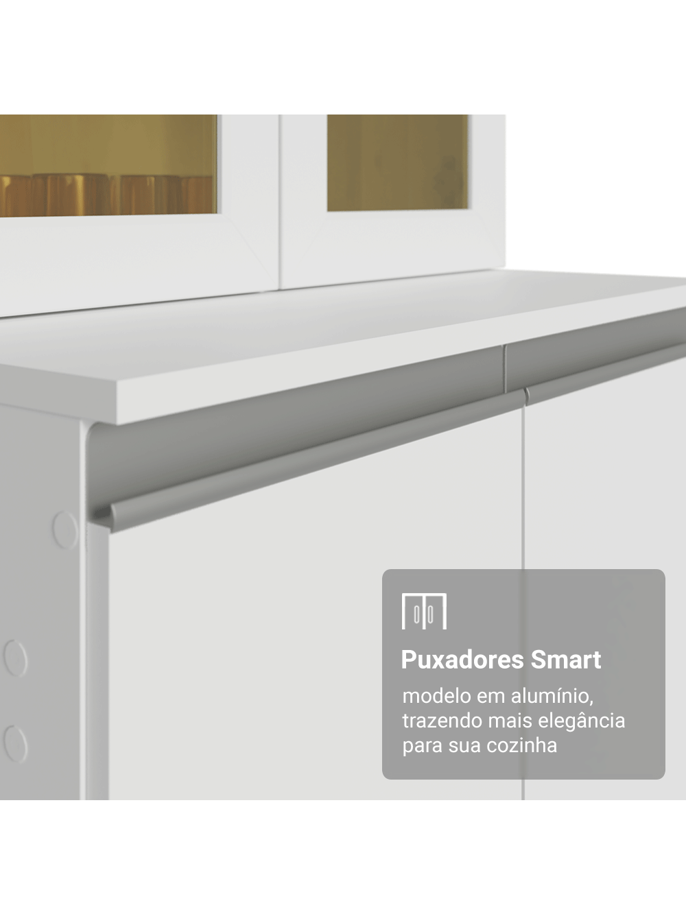 Armário de Cozinha Completa 100% MDF 310 cm Branco Smart Madesa 03