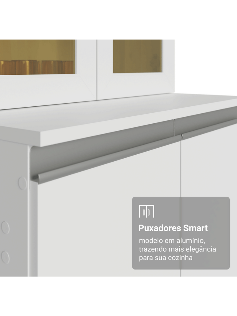 Armário de Cozinha Completa 100% MDF 310 cm Branco Smart Madesa 03