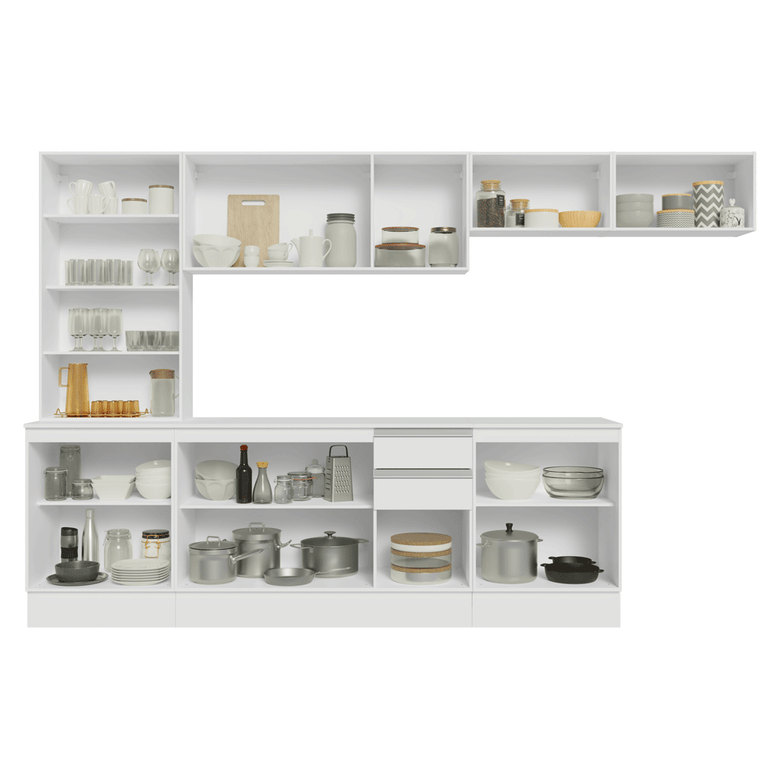 Armário de Cozinha Completa 100% MDF 300 cm Branco Smart Madesa 04