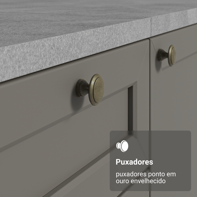 Armário de Cozinha Compacta 180 cm Branco/Cinza Vik Madesa 03