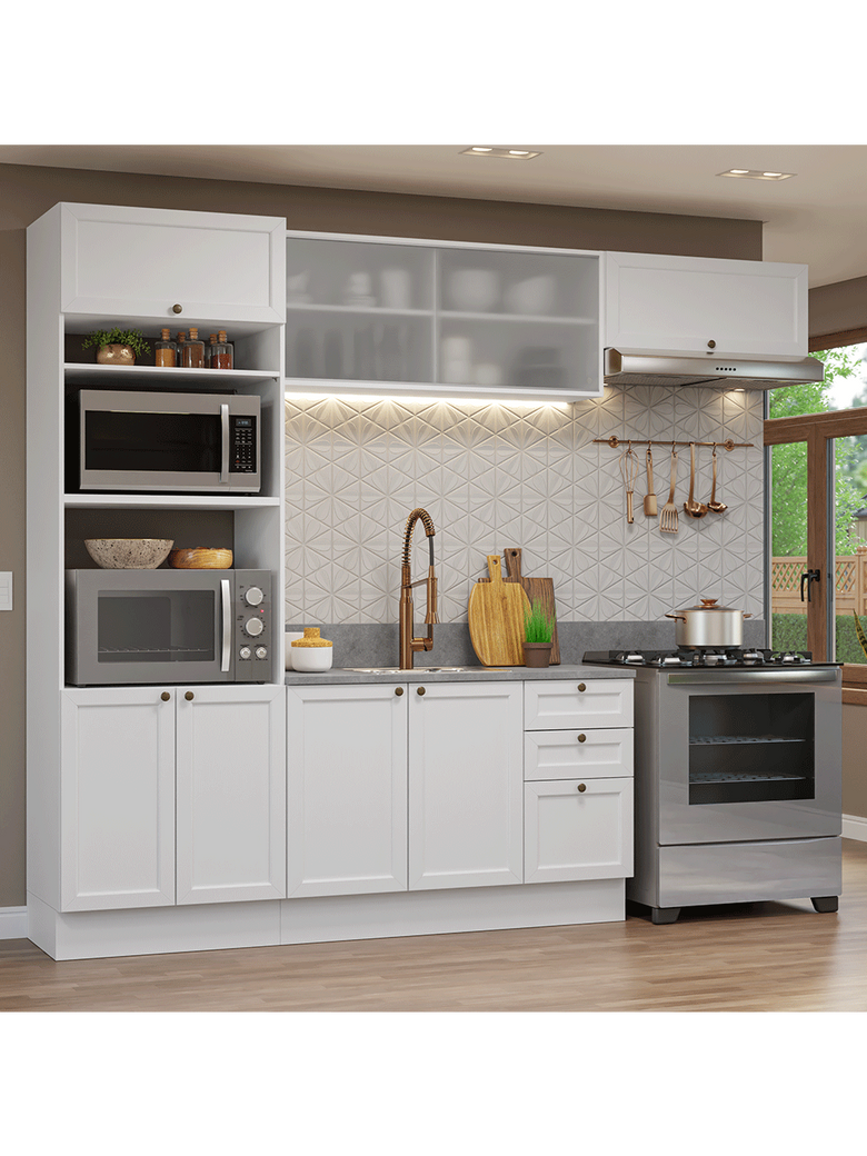 Armário de Cozinha Completa 270 cm Branco Vik Madesa 03
