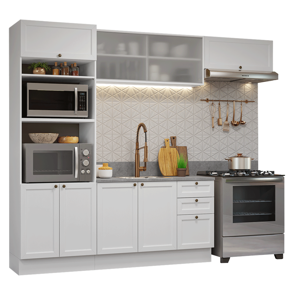 Armário de Cozinha Completa 270 cm Branco Vik Madesa 03 - Branco