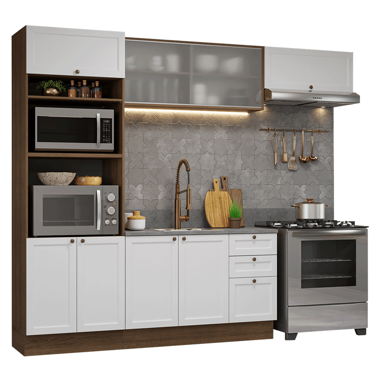 Armário de Cozinha Completa 270 cm Rustic/Branco Vik Madesa 03