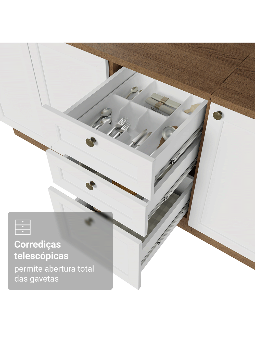 Armário de Cozinha Completa 270 cm Rustic/Branco Vik Madesa 03