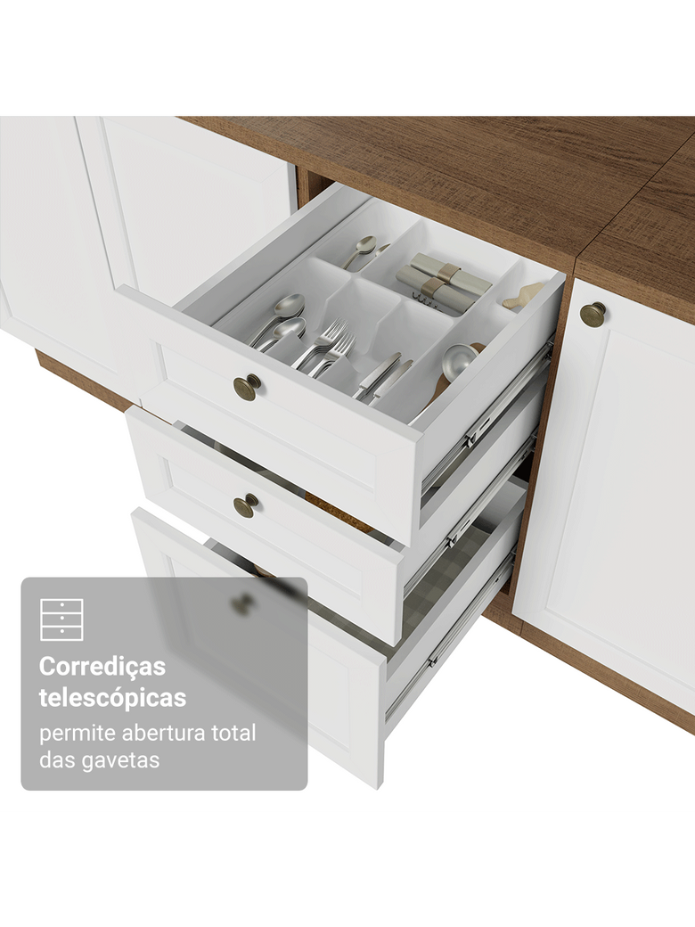 Armário de Cozinha Completa 270 cm Rustic/Branco Vik Madesa 03