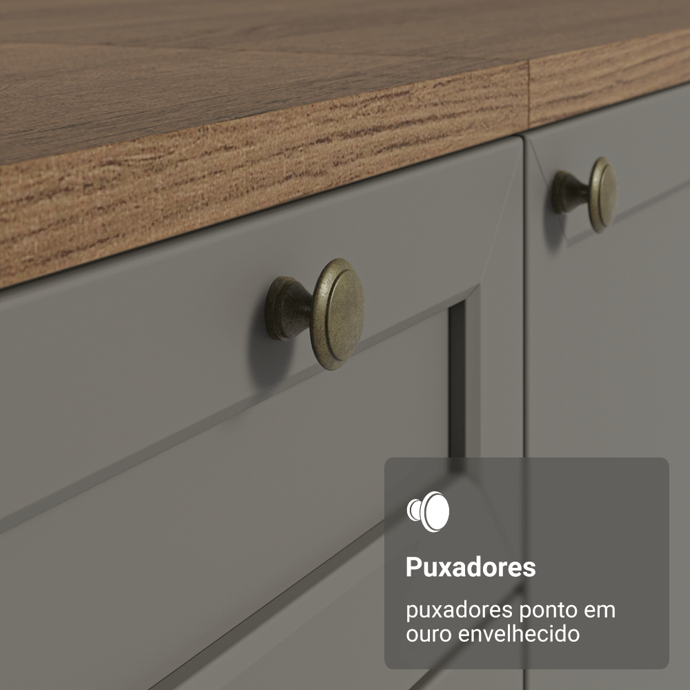 Armário de Cozinha Completa 270 cm Rustic/Cinza Vik Madesa 03