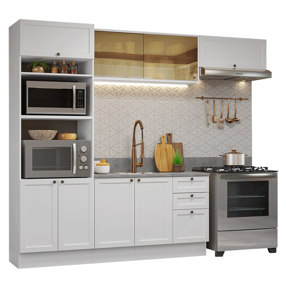 Armário de Cozinha Completa 270 cm Branco Vik Madesa 04 - Branco